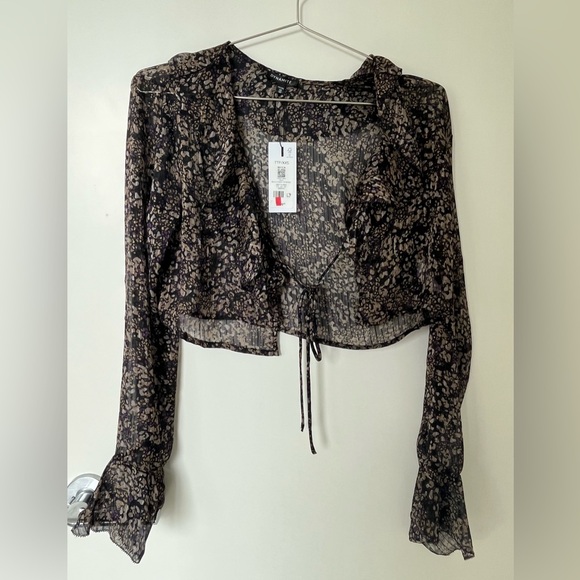 Front tie print blouse Size XXS - Picture 2 of 3